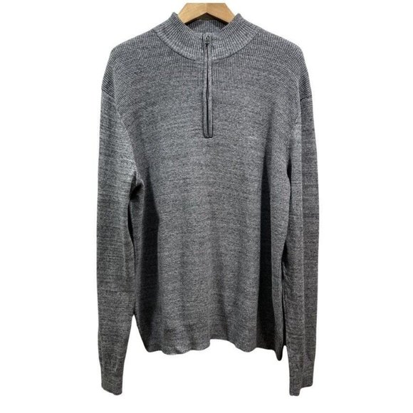 MICHAEL KORS Mens Wool Blend Quarter Zip Knit Sweater Charcoal Gray Size XL - Picture 1 of 11